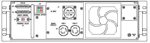 P/N: ETI0001-1004 Rugged COTS UPS Standard Rear Panel Layout