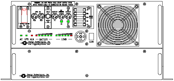 P/N: ETI0001-1233 Rugged MilSpec UPS Standard Front Panel Layout